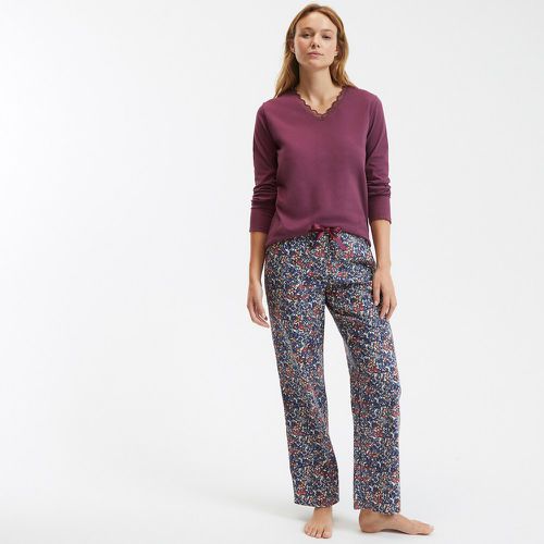 Cotton Pyjamas with Plain Top/Printed Flannelette Bottoms - LA REDOUTE COLLECTIONS - Modalova