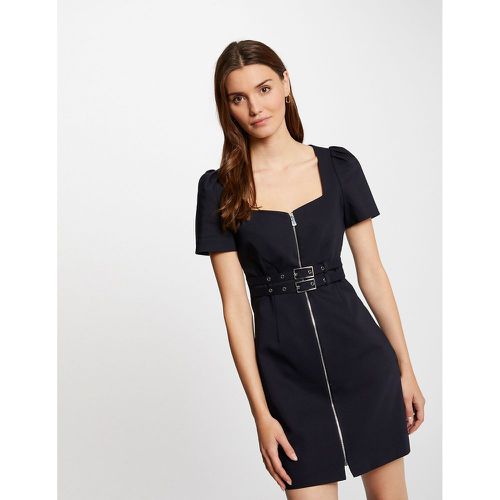 Zipped Fitted Mini Dress in Cotton Mix - Morgan - Modalova