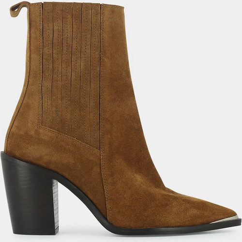 Basama Pointed Ankle Boots in Suede with Block Heel - JONAK - Modalova