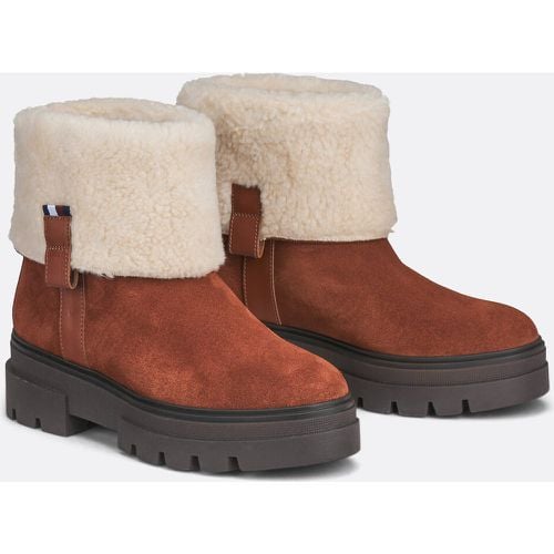 Leather Ankle Boots with Faux Fur Lining - Tommy Hilfiger - Modalova