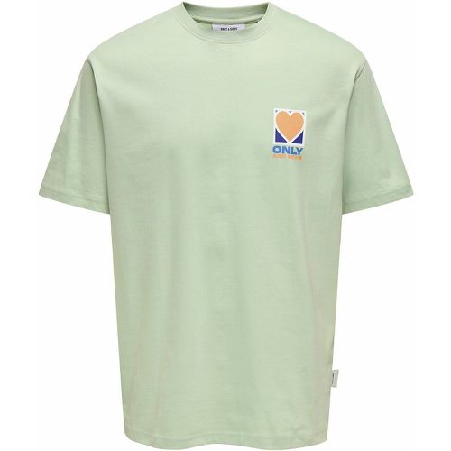 Oversize Cotton T-Shirt with Heart Logo Print - Only & Sons - Modalova