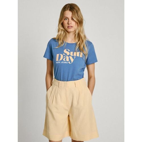 Slogan Print Cotton T-Shirt with Short Sleeves - Pepe Jeans - Modalova