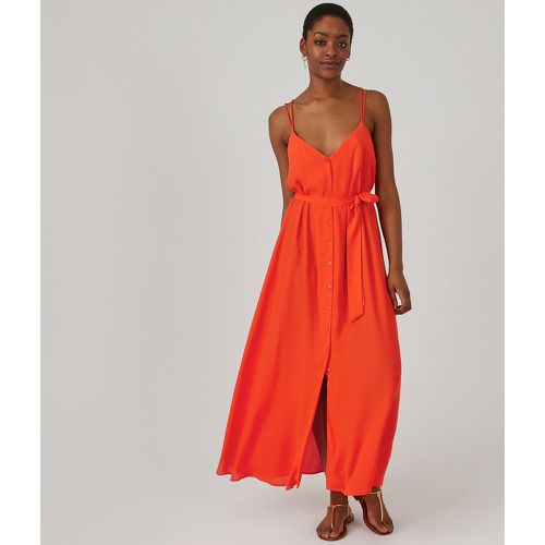 Buttoned Strappy Midaxi Dress with Tie-Waist - LA REDOUTE COLLECTIONS - Modalova