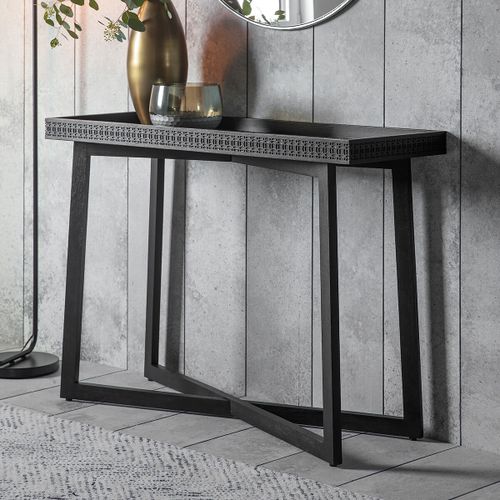 Barauni Boho Carved Wood Console Table - ÉDITÉ - Modalova