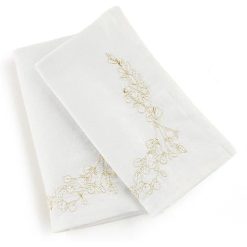 Set of 2 Evanna Embroidered Floral Cotton / Washed Linen Table Napkins - LA REDOUTE INTERIEURS - Modalova