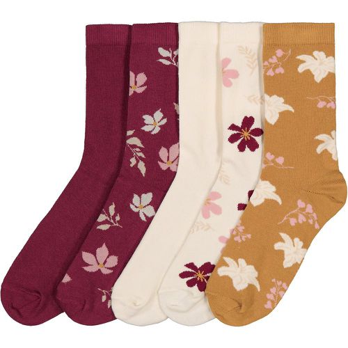 Pack of 5 Pairs of Socks in Cotton Mix, Floral/Plain - LA REDOUTE COLLECTIONS - Modalova