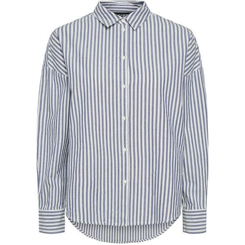 Striped Cotton Shirt with Embroidery on Back - Pieces - Modalova