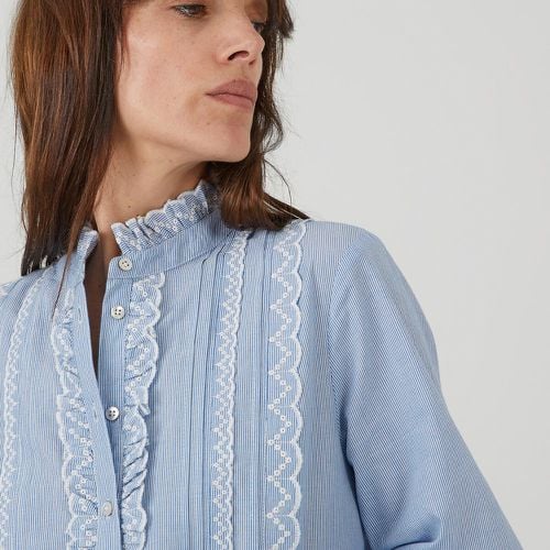 Signatures Eugenie Ruffled Blouse in Striped Organic Cotton - LA REDOUTE COLLECTIONS - Modalova