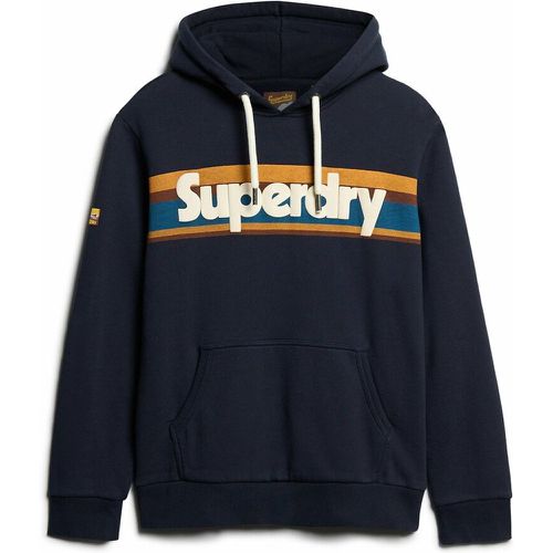 Striped Cotton Mix Hoodie with Retro Logo - Superdry - Modalova