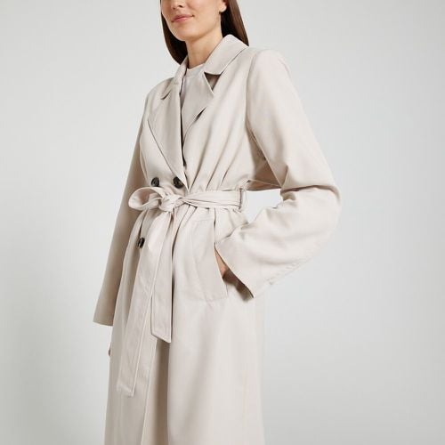 Long Trench Coat with Tie-Waist - Pieces - Modalova