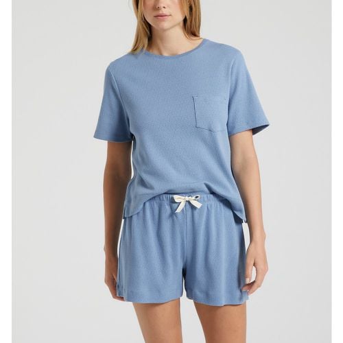 Short Sleeve Short Pyjamas in 1/1 Ribbed Cotton - PETIT BATEAU - Modalova