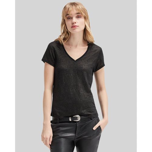 Linen V-Neck T-Shirt with Short Sleeves - IKKS - Modalova