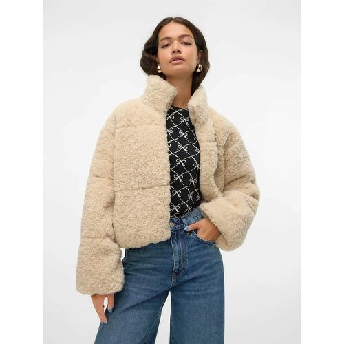 Bouclé Faux Fur Bomber Jacket with High Neck - Vero Moda - Modalova