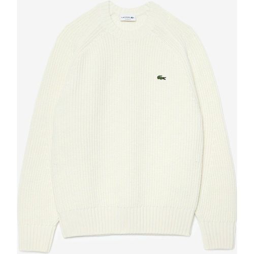 Ribbed Crew Neck Jumper in Heavyweight Carded Wool - Lacoste - Modalova