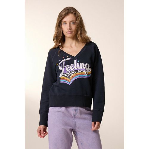 Shavi Cotton Blend Sweatshirt with V-Neck - LEON & HARPER - Modalova