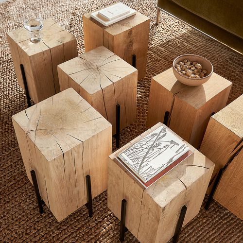 Merlin Solid Oak Block Side Table - AM.PM - Modalova