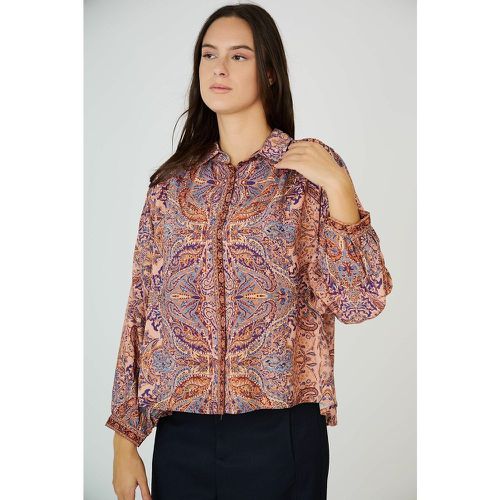 Tribal Print Blouse with Shirt Collar - SEE U SOON - Modalova