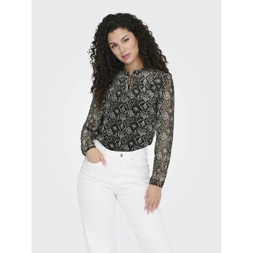 Printed Draping Blouse with V-Neck - Only - Modalova