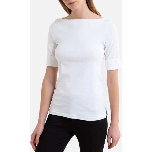 Cotton Boat Neck T-Shirt with Short Sleeves - Lauren Ralph Lauren - Modalova