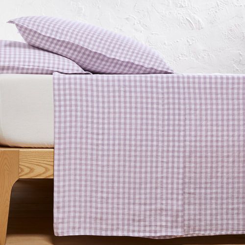 Acélie Lilas Gingham 100% Washed Linen Flat Sheet - LA REDOUTE INTERIEURS - Modalova