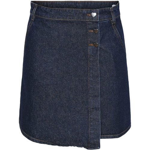 Denim Mini Skirt with High Waist - Pieces - Modalova