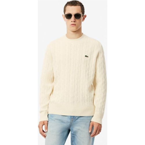 Cable Knit Jumper in Carded Wool with Crew Neck - Lacoste - Modalova