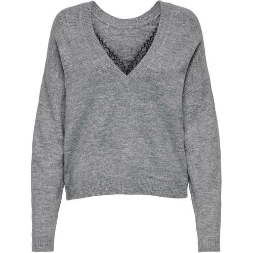 Reversible Jumper with Lace-Trimmed V-Neck - Only - Modalova