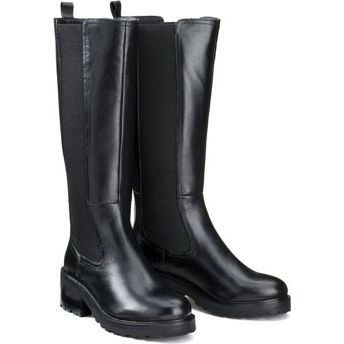 Wide Fit Knee-High Boots in Leather with Notched Soles and Elasticated Gores - LA REDOUTE COLLECTIONS PLUS - Modalova