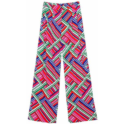 Cotton Wide Leg Trousers in Geometric Print with Elasticated Waist - LA PETITE ETOILE - Modalova