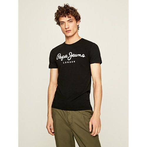 Original Stretch Cotton T-Shirt with Logo Print and Crew Neck - Pepe Jeans - Modalova