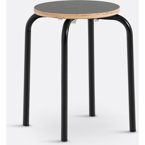 Hiba Low Stackable Steel and Wood Stool - LA REDOUTE INTERIEURS - Modalova