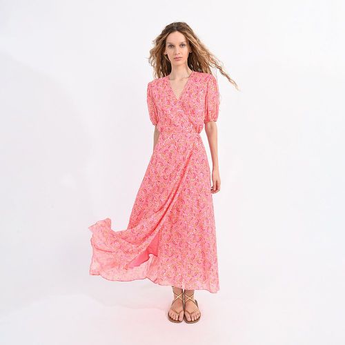 Printed Maxi Dress with Wrapover Neck - LILI SIDONIO - Modalova