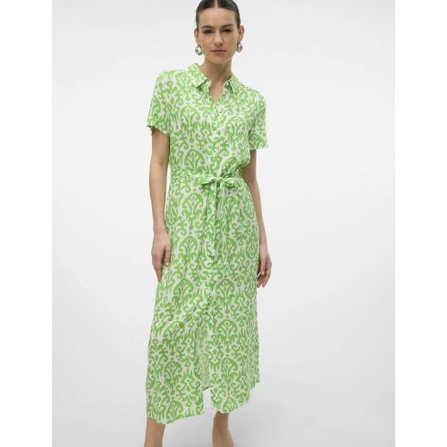 Floral Midi Shirt Dress with Tie-Waist - Vero Moda - Modalova