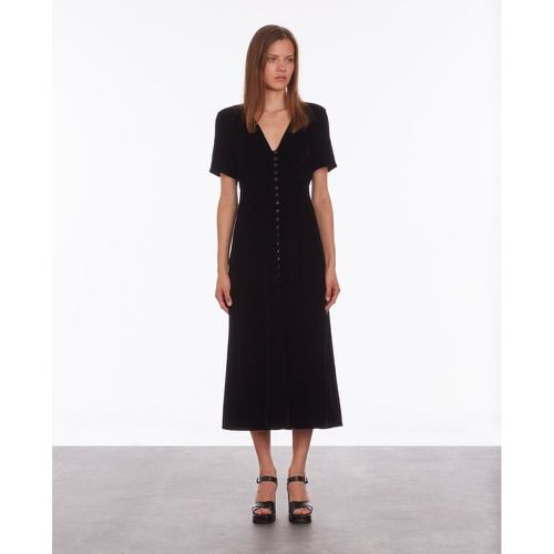 Velour Buttoned Midi Dress with Short Sleeves - THE KOOPLES - Modalova