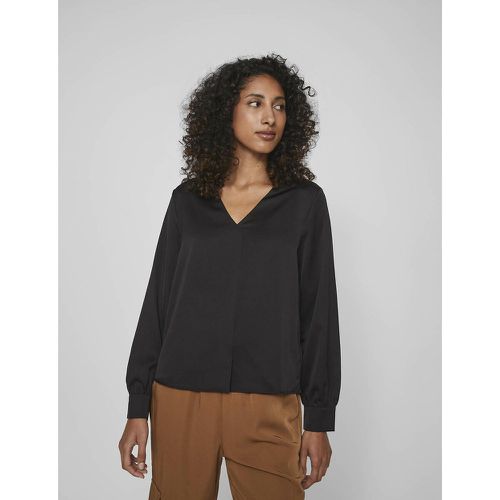 Recycled Satin V-Neck Blouse with Long Sleeves - Vila - Modalova