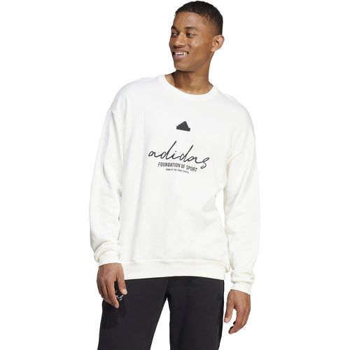 Cotton Double Logo Sweatshirt with Crew Neck - adidas performance - Modalova