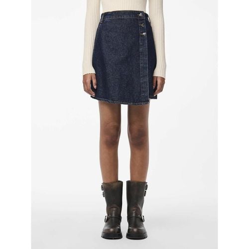 Denim Mini Skirt with High Waist - Pieces - Modalova