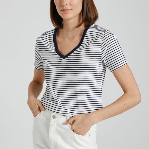 Iconic Striped Cotton T-Shirt with V-Neck - PETIT BATEAU - Modalova