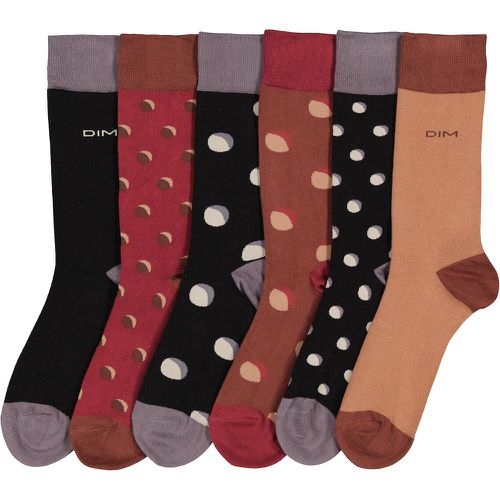 Pack of 6 Pairs of Printed Crew Socks in Cotton Mix - Dim - Modalova
