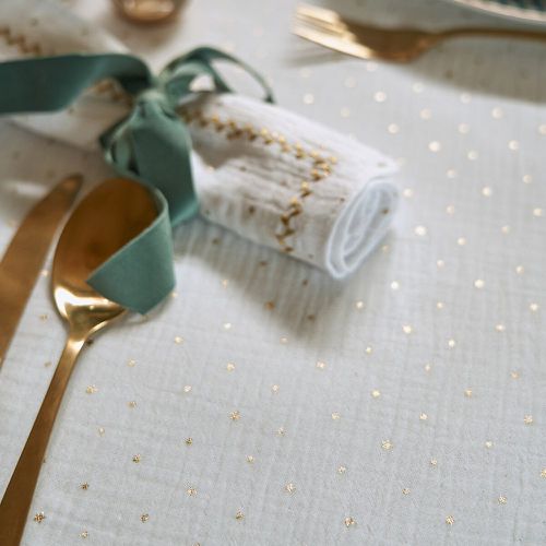 Kumla Stars Embroidered Cotton Muslin Tablecloth - LA REDOUTE INTERIEURS - Modalova