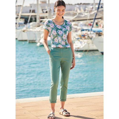 Floral Print Linen T-Shirt with Crew Neck and Short Sleeves - Anne weyburn - Modalova