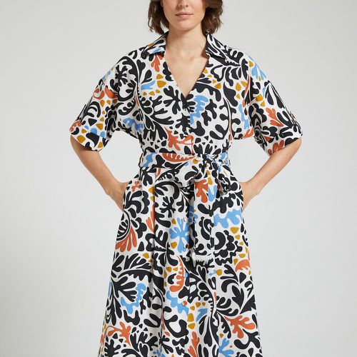 Carina Linen Mix Dress with Short Sleeves - Suncoo - Modalova
