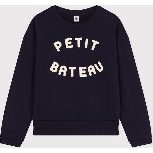 Logo Print Cotton Sweatshirt with Crew Neck - PETIT BATEAU - Modalova