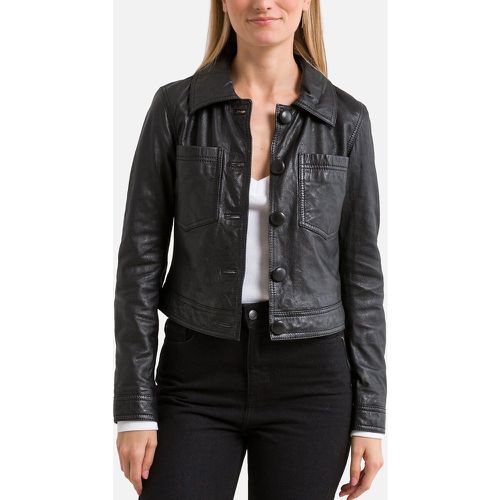 Leather Cropped Buttoned Jacket - OAKWOOD - Modalova