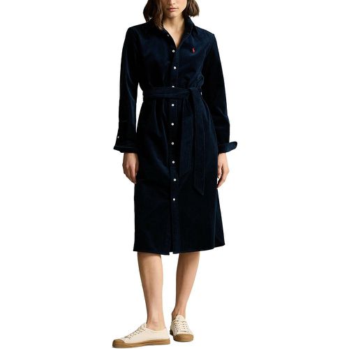 Cotton Shirt Dress with Tie Waist and Long Sleeves - Polo Ralph Lauren - Modalova