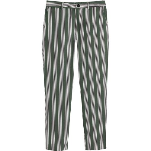 Striped Cotton Gabardine Trousers with High Waist, Length 27.5" - CHLOE STORA X LA REDOUTE - Modalova