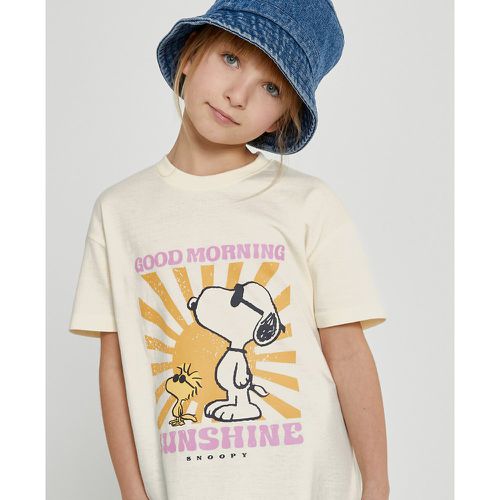 Cotton Slogan Print T-Shirt - Snoopy - Modalova