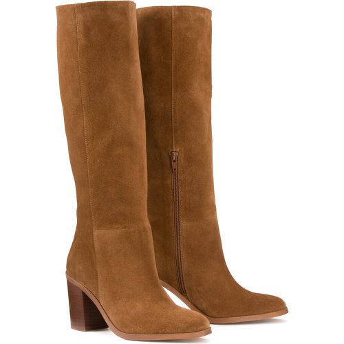 Les Signatures - Suede Knee-High Boots with Block Heel - LA REDOUTE COLLECTIONS - Modalova