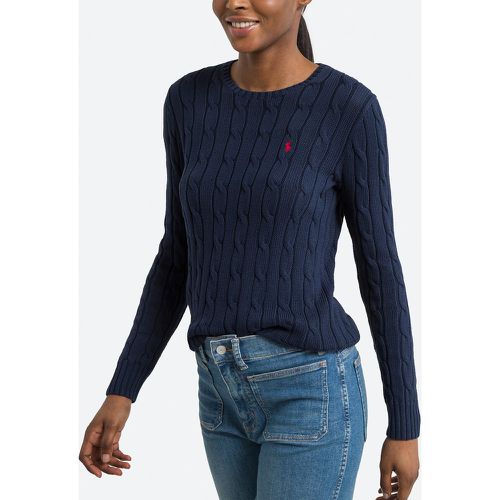 Embroidered Logo Cotton Jumper in Cable Knit with Crew Neck - Polo Ralph Lauren - Modalova