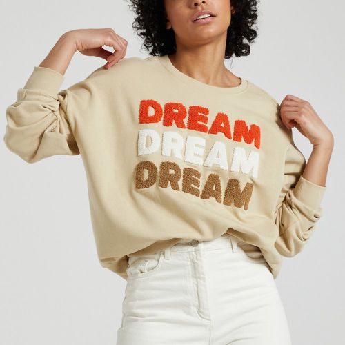 Slogan Pattern Sweatshirt in Cotton Mix with Crew Neck - Only - Modalova
